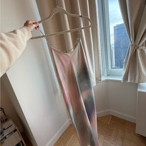 ba&sh Pastel Slip Dress with Chain Straps